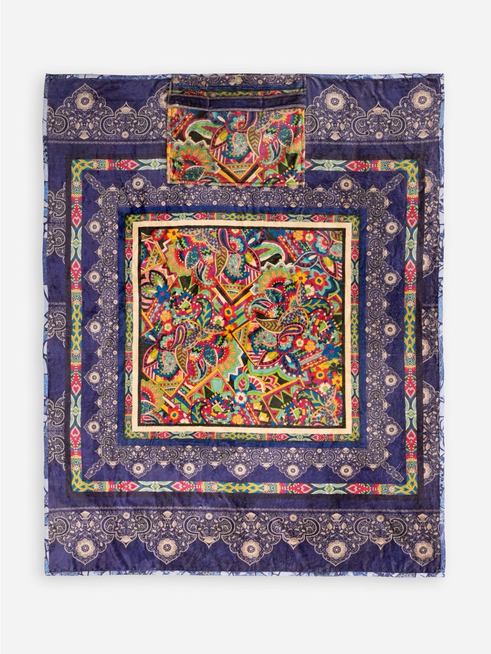 Johnny Was Demarne Fleece Paisley Mosaic Reversible Travel Blanket 68" x 53"